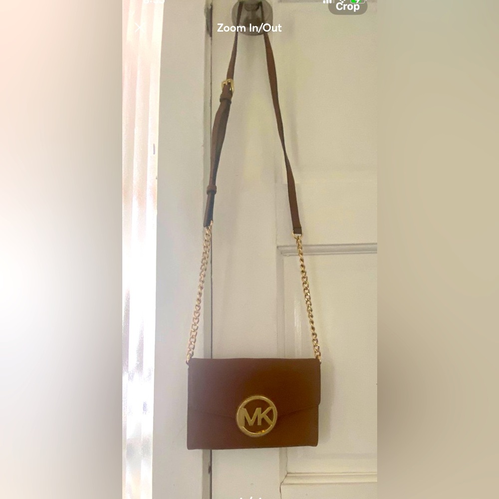 Michael Kors Gold and Brown Crossbody Bag
